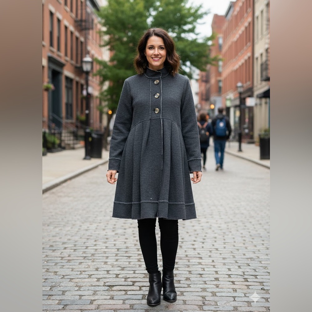 Ivy Jane Charcoal Gray Button Accent Sweater Dress Jacket Medium